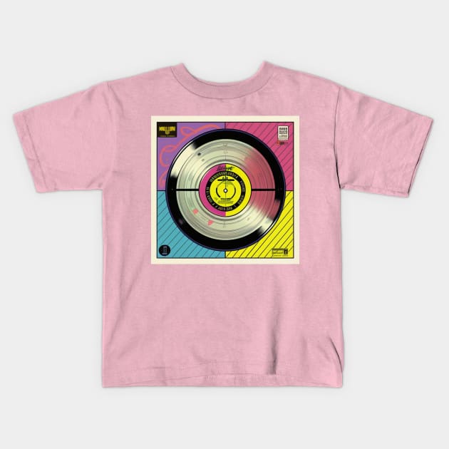 Record Store Merch Vinyl Record Pop Art Pink Kids T-Shirt by musicgeniusart